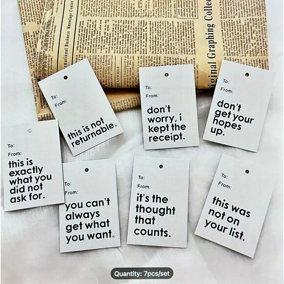 Funny Humorous Holiday Christmas Gift Tag Set 7 pc - Picture 1 of 3